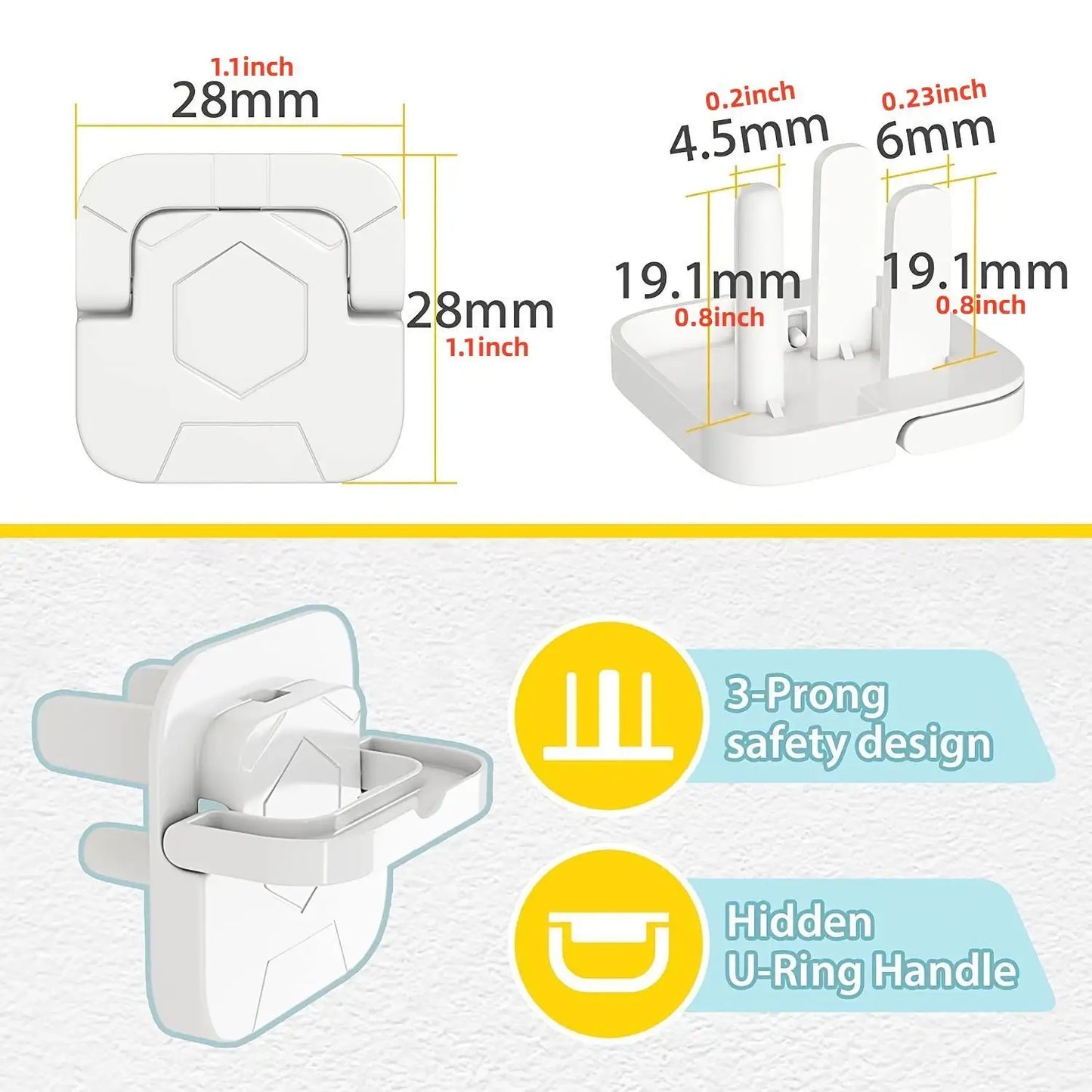 50pcs Outlet Covers Baby Proofing Safety -Child Secure Electric Plug Protectors With Hidden Handle Square