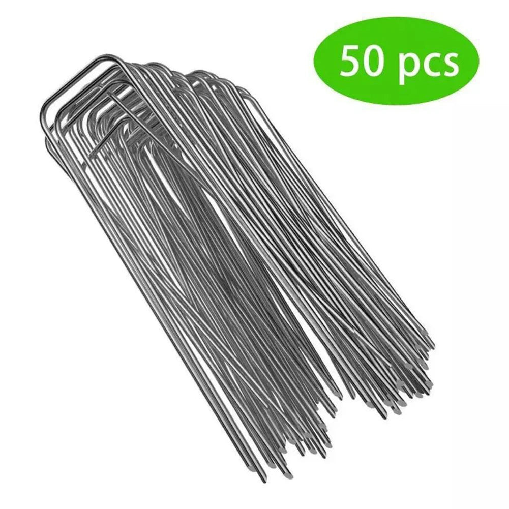 50pcs/set Garden Stakes Heavy-Duty Sod Pins Anti-Rust Fence Stakes Landscape Staples Steel Sod Pins Garden Fence Stake Home