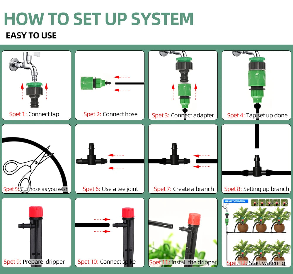 5M-60M Hose Drip Irrigation System Plant Watering Set 360 Degree Adjustable Drippers For Irrigation Garden Watering System