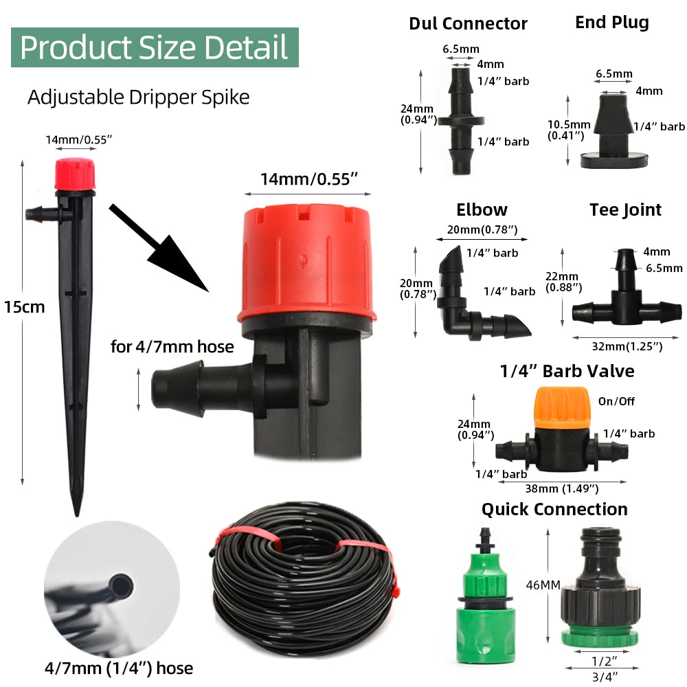 5M-60M Hose Drip Irrigation System Plant Watering Set 360 Degree Adjustable Drippers For Irrigation Garden Watering System