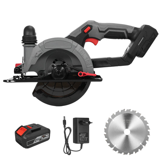 Sierra circular eléctrica de 6 pulgadas, motor sin escobillas de 21 V, 6800 RPM, sierra circular compacta para azulejos con hojas de sierra de 24 T para cortes de plástico 