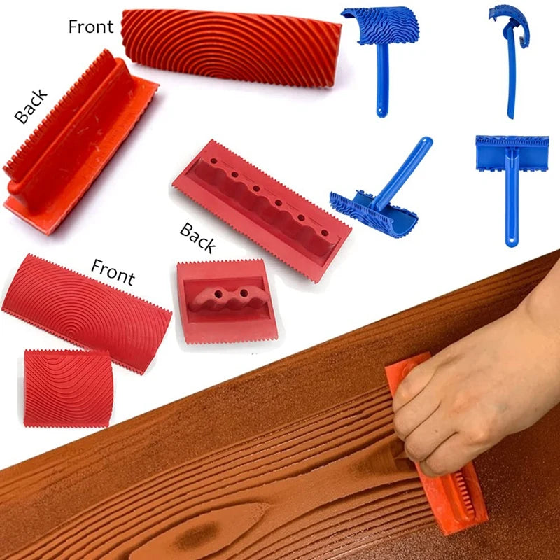 6Pcs 7 Inch Graining Painting Tool Wood Texture Paint Roller Wood Pattern Tools For Wall Room Art Wood Grain Tool Set