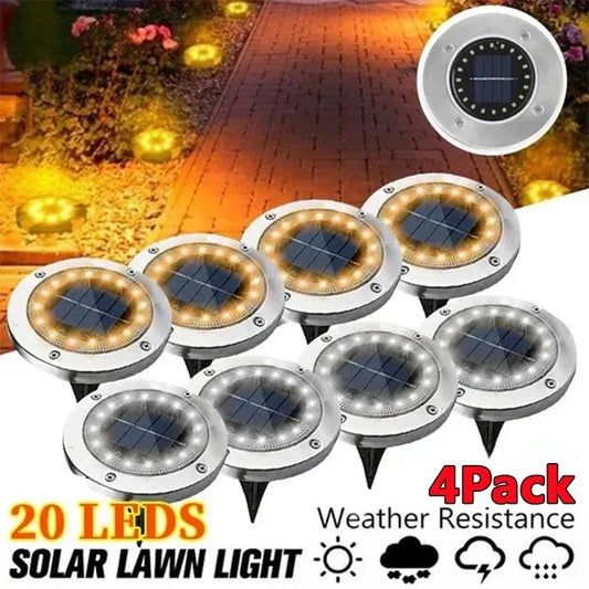 Luz de disco de energía Solar 8/20LED, luz Solar subterránea para jardín al aire libre, foco de luz de cubierta, lámpara Led Solar enterrada, decoración de jardín 