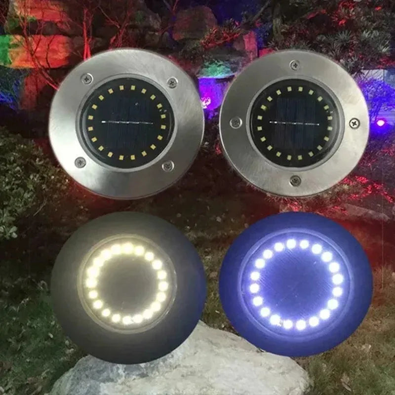 Luz de disco de energía Solar 8/20LED, luz Solar subterránea para jardín al aire libre, foco de luz de cubierta, lámpara Led Solar enterrada, decoración de jardín 