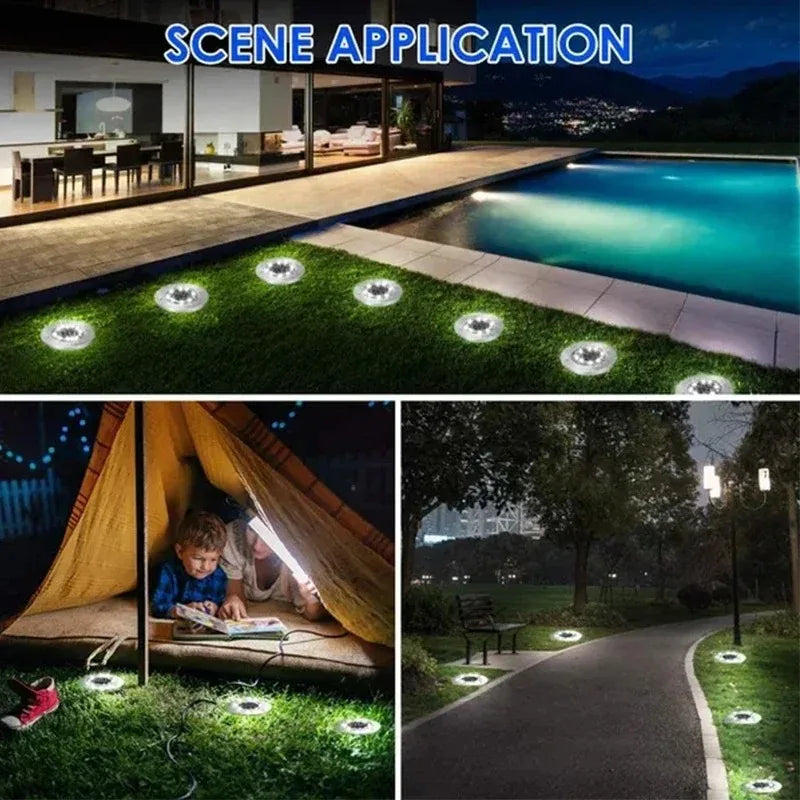 Luz de disco de energía Solar 8/20LED, luz Solar subterránea para jardín al aire libre, foco de luz de cubierta, lámpara Led Solar enterrada, decoración de jardín 