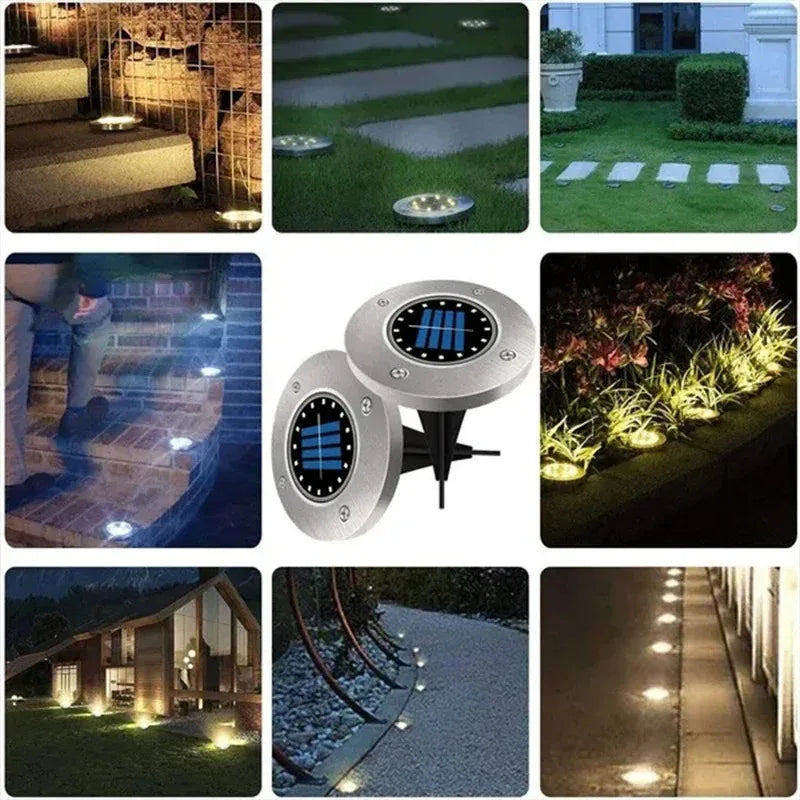 Luz de disco de energía Solar 8/20LED, luz Solar subterránea para jardín al aire libre, foco de luz de cubierta, lámpara Led Solar enterrada, decoración de jardín 