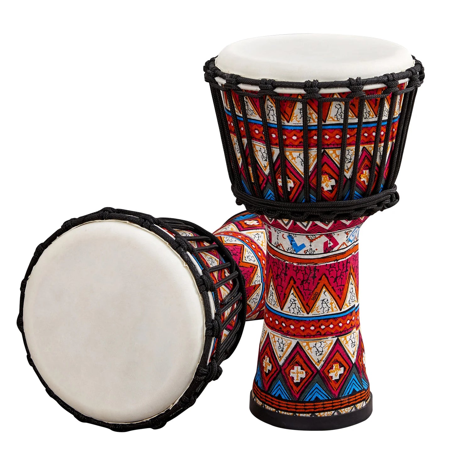 8 英寸便携式非洲鼓 Djembe 手鼓，带有丰富多彩的艺术图案，打击乐器