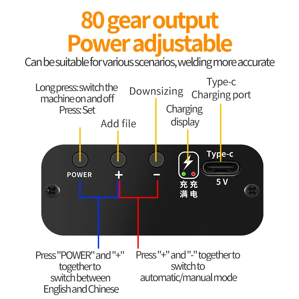 Soldador por puntos de 80 engranajes, Mini máquina de soldadura por puntos con pantalla Digital portátil ajustable, gatillo automático para batería 18650 