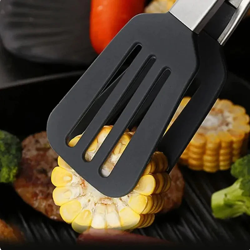 Pinzas para alimentos de 9 pulgadas, pinzas de acero inoxidable, clips de cocina antiadherentes de silicona, herramientas para pan y ensalada para barbacoa al aire libre, accesorios de cocina