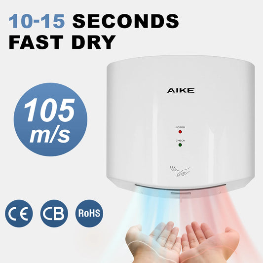 AIKE Bathroom Hands Dryer Wall Mounted Automatic High Speed Hands Dryer Commercial Smart Sensor Hands Drying Machine AK2630S