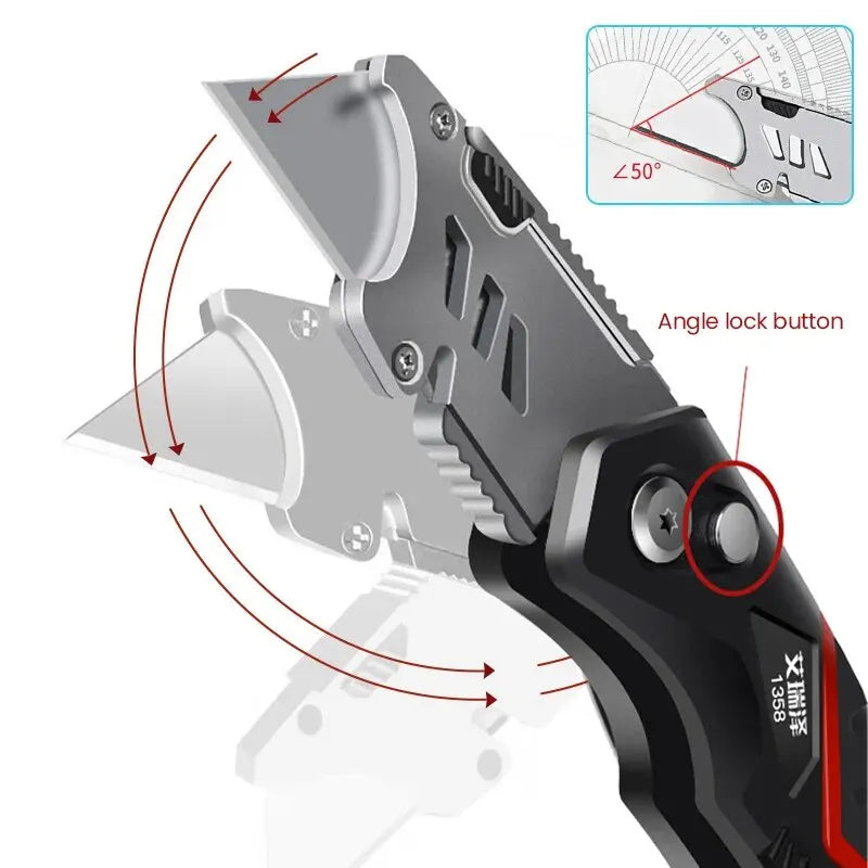 AIRAJ-cuchillo multiusos multifuncional, corte afilado retráctil, rotura de acero resistente, hoja de 18mm, corte de papel, electricista profesional 