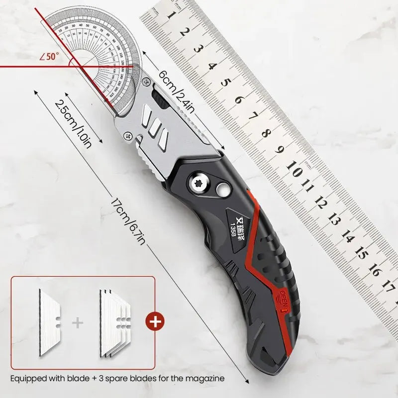 AIRAJ-cuchillo multiusos multifuncional, corte afilado retráctil, rotura de acero resistente, hoja de 18mm, corte de papel, electricista profesional 