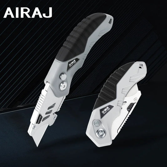 AIRAJ-cuchillo multiusos multifuncional, cuchillo retráctil de corte afilado, hoja de rotura de acero resistente, corte de papel, cuchillo de utilidad para electricista