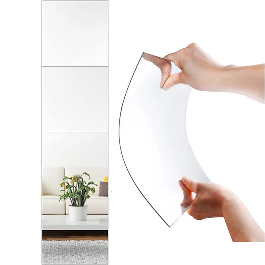 Acrylic Full Length Wall Mirror Tiles 30*30CM 4 Pcs Shatterproof Mirror Wall-Mounted Full Body Mirror Tiles for Bedroom Home