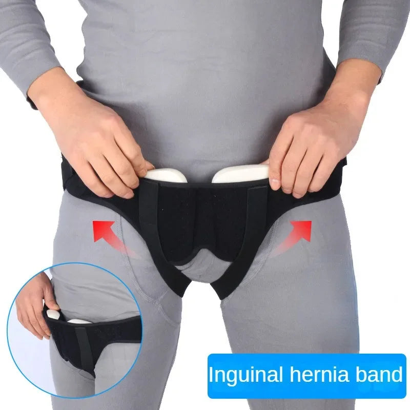 Cinturón ajustable para Hernia para adultos, soporte para la ingle Inguinal, bolsa inflable para Hernia con 2 almohadillas de compresión extraíbles para aliviar el dolor 