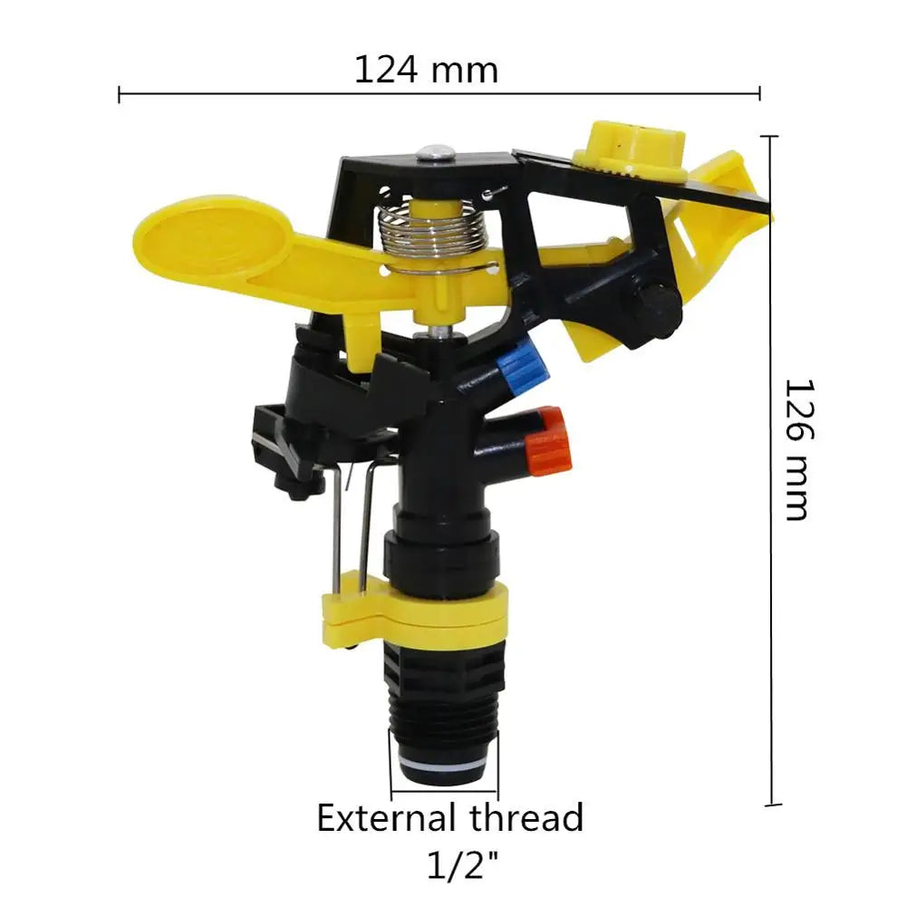 Adjustable Spiked Rocker Impact Sprinkler Garden Agriculture Watering Nozzle Lawn Irrigation Watering 360 Degrees Rotary Jet