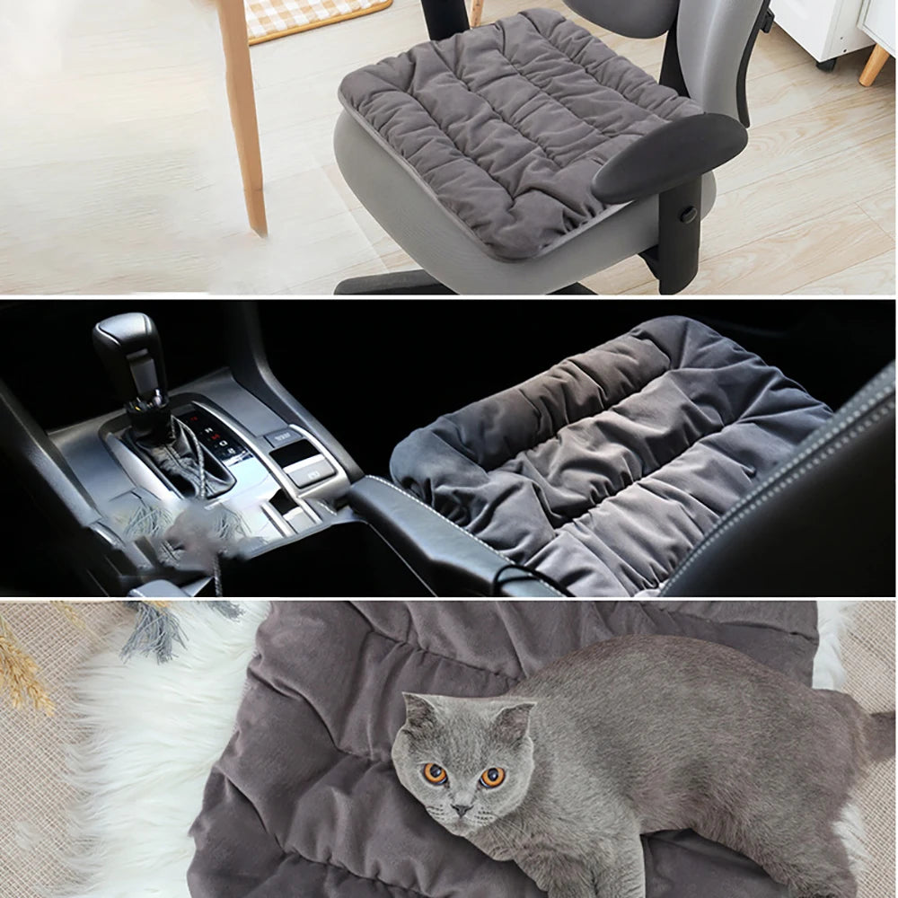 Almohadilla calefactora eléctrica con temperatura ajustable, cojín para silla, cuerpo de mascota para coche, calentador de invierno, manta de 3 niveles, cómoda para gatos y perros, 10W 