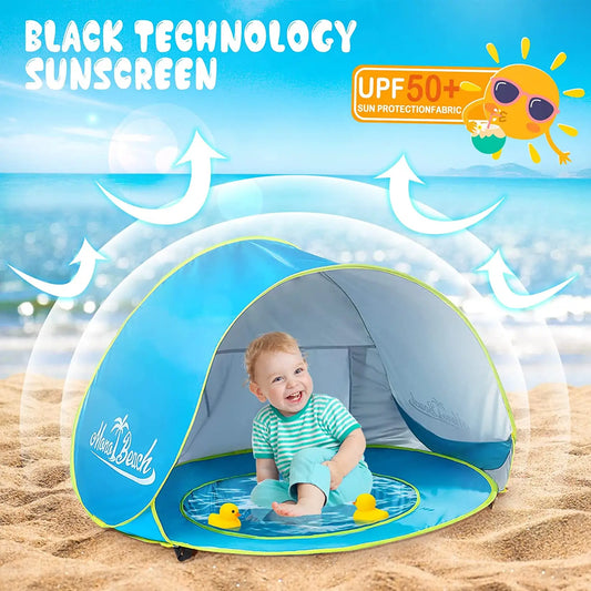 Tienda de playa para bebé, piscina con sombra, protección solar, refugio solar, juguetes infantiles para exteriores, piscina, casa de juegos, tienda de campaña, juguetes para niños 