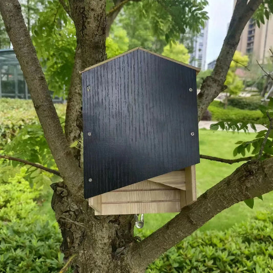 Kit de casa para murciélagos, doble cámara, de madera, impermeable, a prueba de viento, refugio para jardín al aire libre, Patio