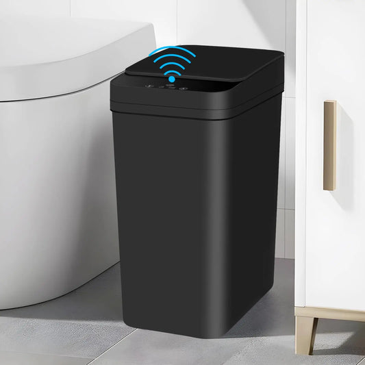 Basura sin contacto para baño, bote de basura con tapa activado por sensor de movimiento de 12L, basura de cocina automática para oficina, sala de estar, dormitorio 