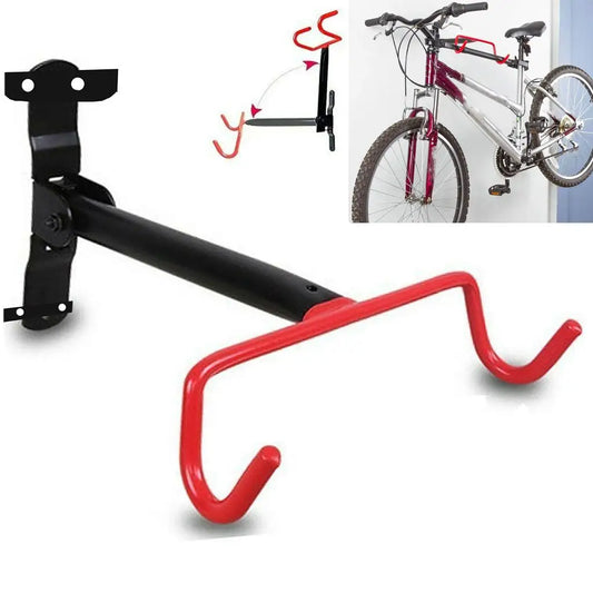 Estante de montaje en pared para bicicleta, colgador de gancho para habitación interior, soporte plegable abatible hacia arriba, colgador recubierto de goma para bicicleta, ahorro de espacio