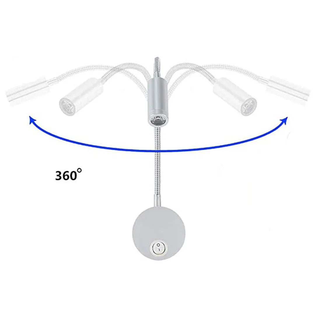 古铜色 3W LED 阅读灯黑白银色鹅颈壁灯适用于床头桌 4000K 床头开关 LED 夜灯