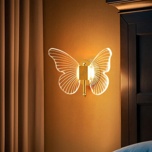 Lámpara de pared LED de mariposa, iluminación Interior, hogar, dormitorio, mesita de noche, decoración de sala de estar, apliques de luz de pared Interior nórdicos 