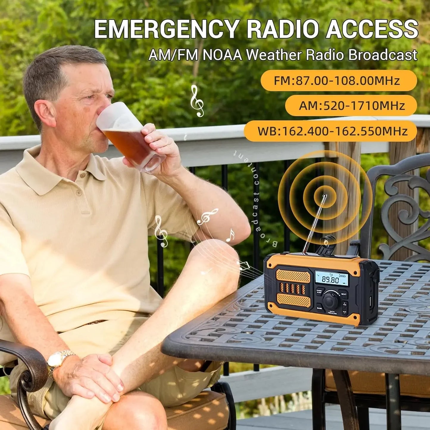 CENTRALINTEL Solar Emergency Radio Portable AM FM NOAA Weather Radio Hand Crank SOS Outside Radio 2000mAH Cell Phone Charger