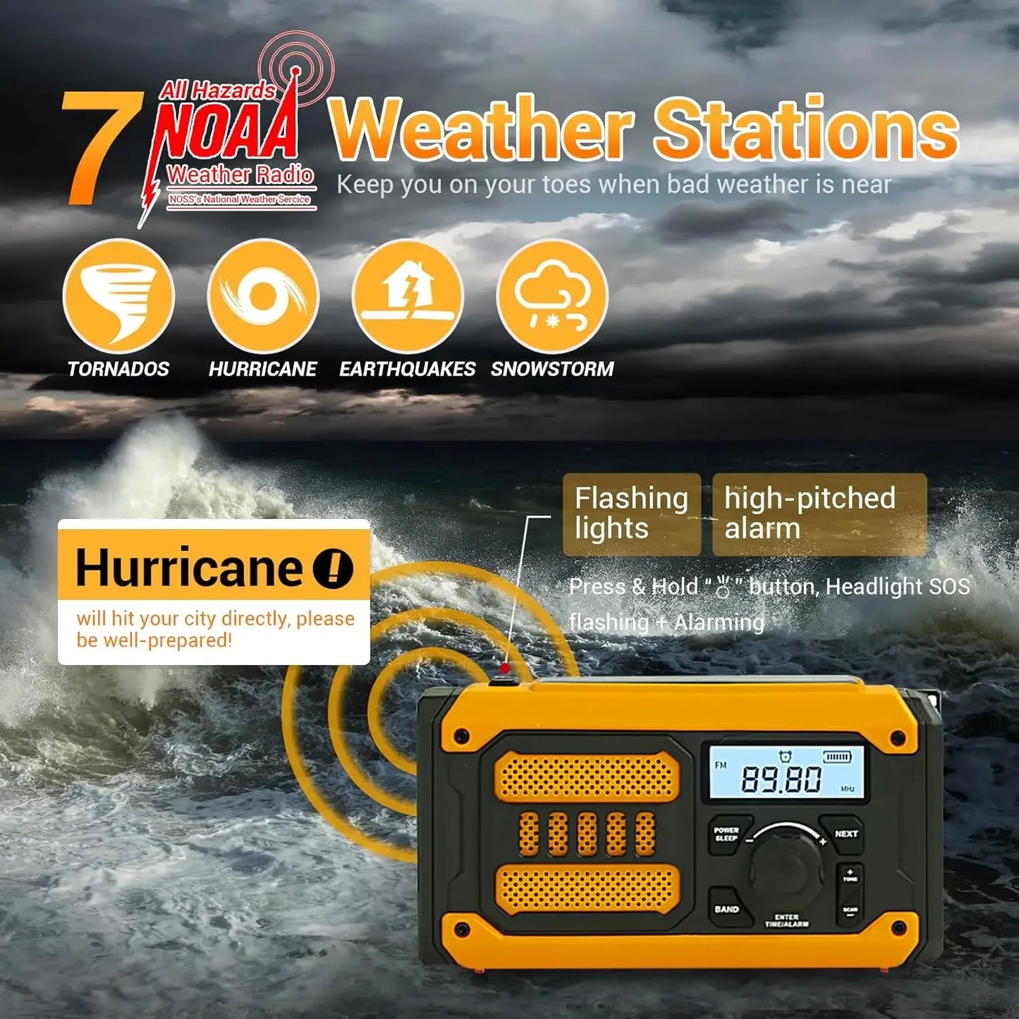 CENTRALINTEL Solar Emergency Radio Portable AM FM NOAA Weather Radio Hand Crank SOS Outside Radio 2000mAH Cell Phone Charger