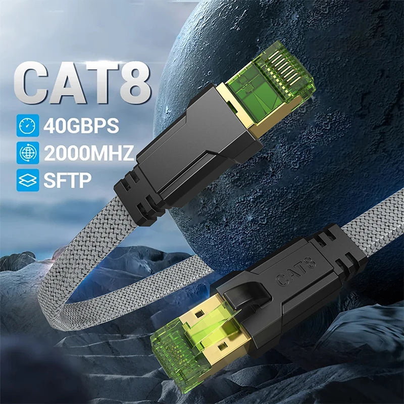 CYANMI Cat8 Cable Ethernet STTP 40Gbps 2000MHz Cat 8 RJ45 Cable de conexión Lan de red para enrutador módem Internet Cable Ethernet RJ 45