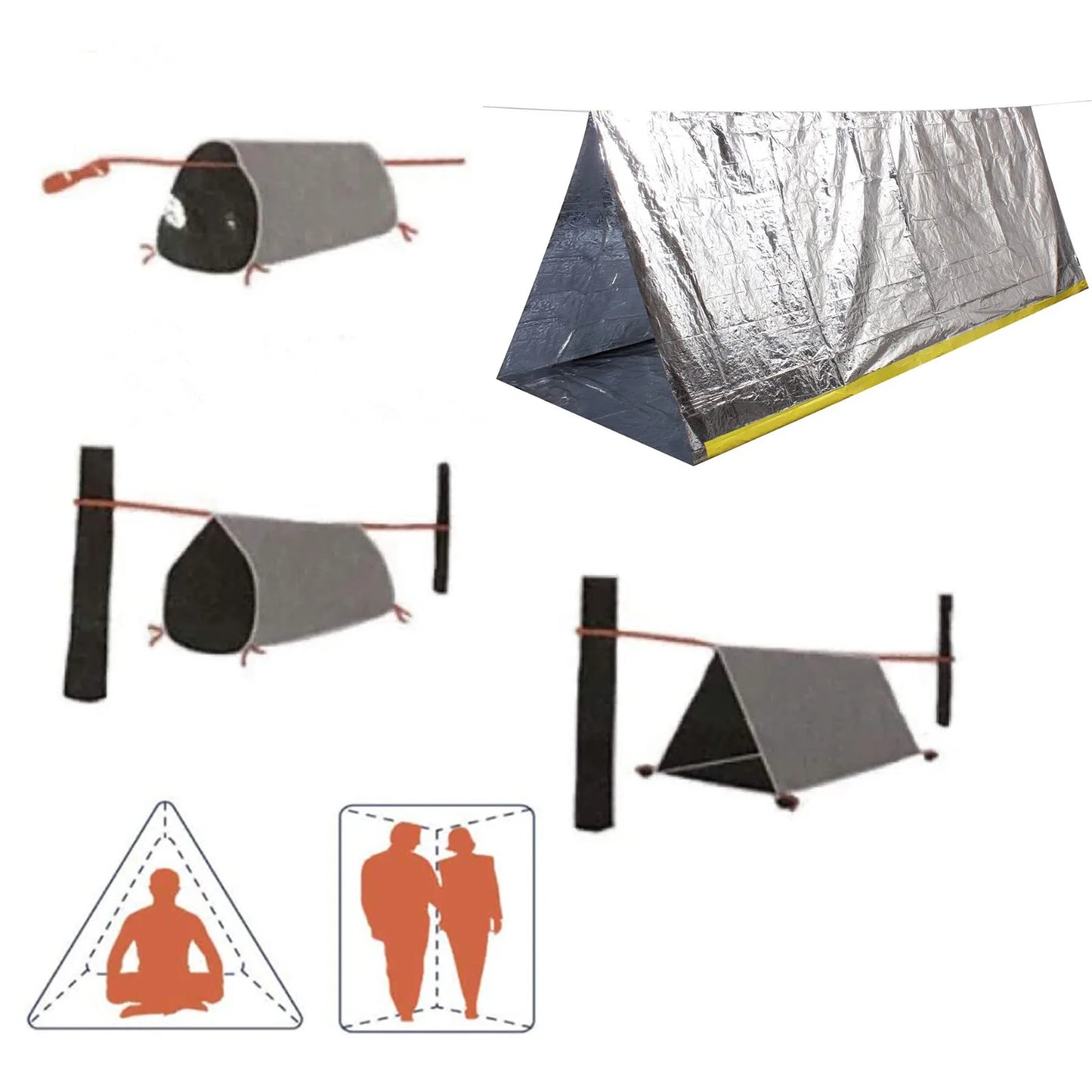 Tienda de campaña de emergencia, saco de dormir de supervivencia, manta de emergencia térmica impermeable, saco Bivy, herramienta de supervivencia al aire libre, equipo de emergencia 