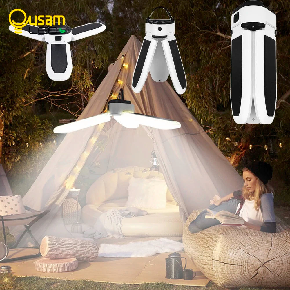 Linterna de Camping, luz portátil, luz Led recargable para taller, lámpara de emergencia para equipo de campamento, Bombilla potente Solar o USB 