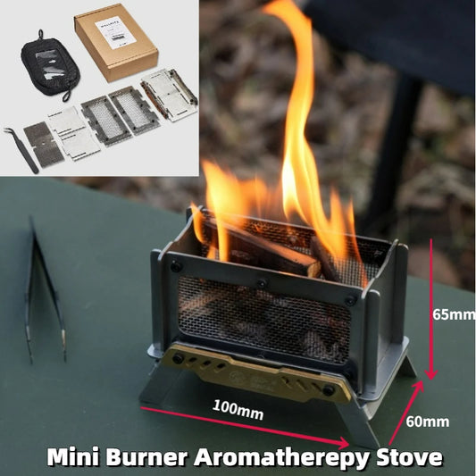 Camping Portable Mini Aromatherapy Stove Stainless Steel Aromatherapy Rack Firewood Stove Desktop Decoration For Storage Bag