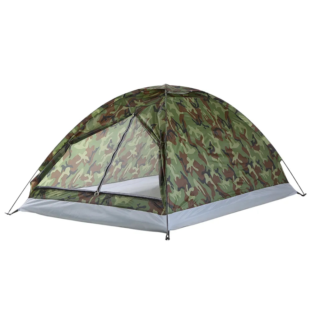 Tienda de campaña impermeable a prueba de viento, sombrilla UV para 1/2 personas, equipo de tienda de campaña de camuflaje portátil de una sola capa para exteriores 