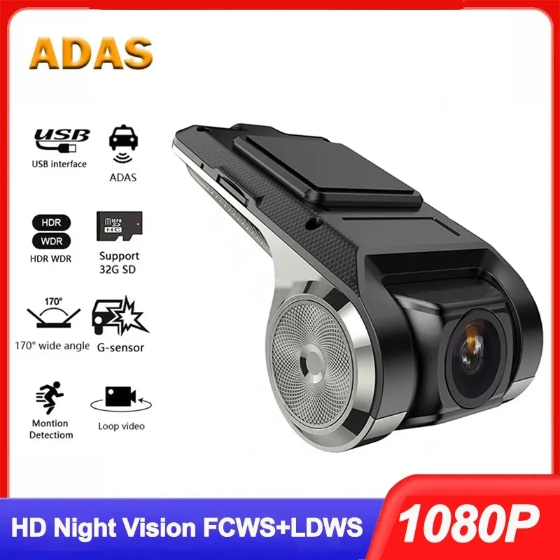 Car DVR Dash Cam Full HD 1080P Dash Cam For DVD Android Player ADAS LDWS Navigation Unit Auto Audio Voice Alarm Video Recording