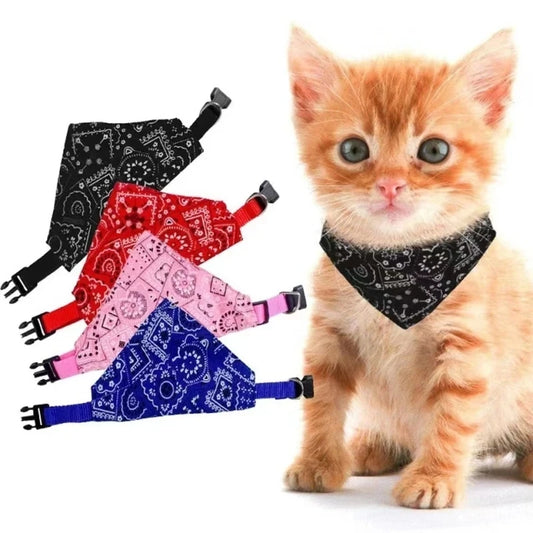 Collar de gato encantador ajustable S/M/L tamaño perro gato corbata mascota Triangular Saliva pañuelo para lazo perro Bandana Collar con cuero PU 