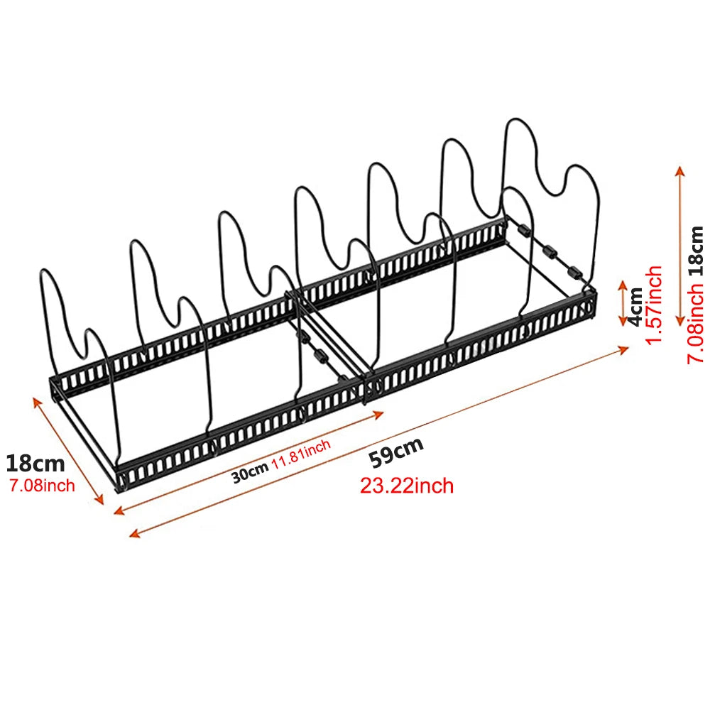 Estante de almacenamiento de utensilios de cocina, organizador de almacenamiento de ollas, accesorios de cocina, estante de secado de platos ajustable, multifuncional 