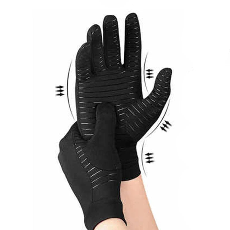 Copper Compression Arthritis Gloves Black Hand Gloves Hand Wrist Support Non-Slip Unisex Gloves Finger Joint Wrist Pain Relief