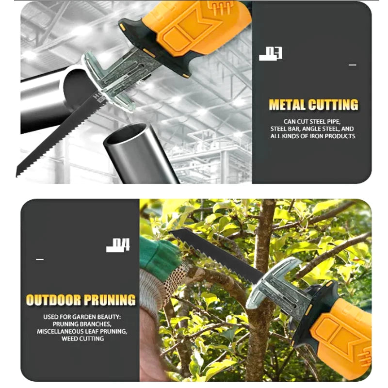 Cordless Power Tools Reciprocating Saw Band 4 Saw Blades Multi-Functional Metal Garden Tree Cutting Saw with Dewalt 20V Battery