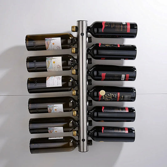 Soportes para vino de diseño creativo, estante de acero inoxidable montado en botella, soporte para vino, estante, barra de pared para bebidas 