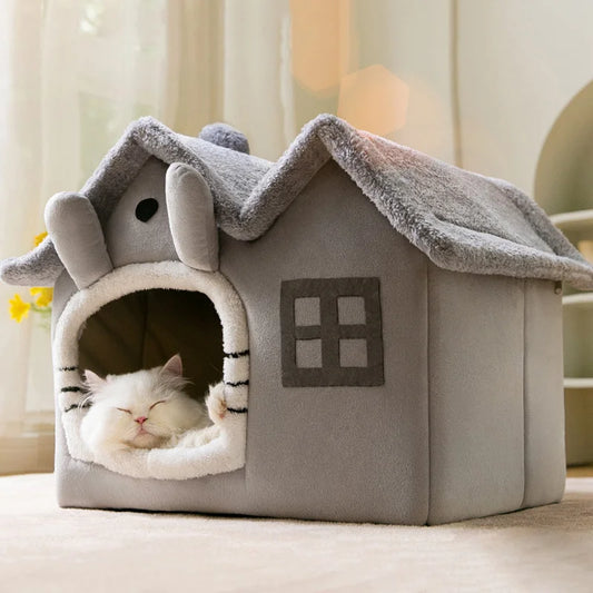 Casa plegable para gatos, creativa, extraíble, lavable, cueva para Chihuahua, cama para gatos caninos, perrera tapizada para las cuatro estaciones, para dormir profundo 