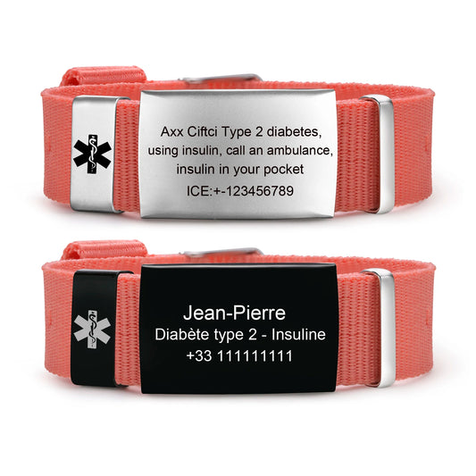 Custom Medical Alert Bracelet for Women, Adjustable Sport ID Wristband Personalized Free Engraving Unisex ift