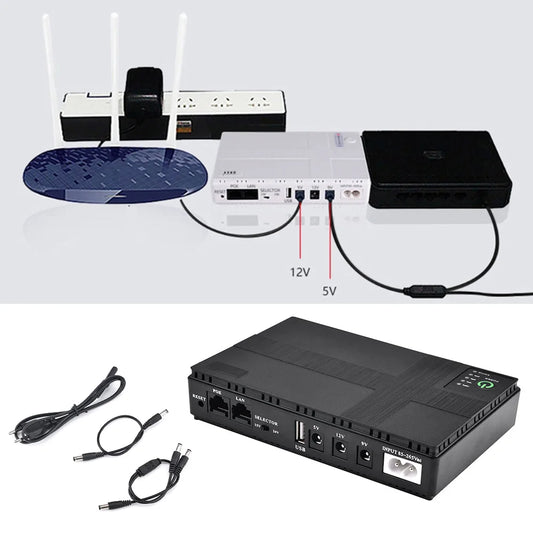 Batería de respaldo de CC UPS, 10400mAh, 5V, 9V, 12V, 2A, 15V, 24V, 1A, fuente de alimentación ininterrumpida de salida, 85-265V, respaldo de batería de UPS, enchufe europeo