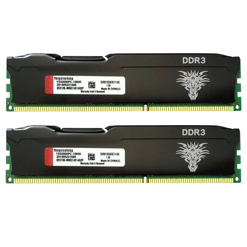 DDR3 DDR4 RAM 4GB 8GB 1333 1600 2133 2400 2666 3200 MHz 台式机内存非 ECC 无缓冲 DIMM 散热背心黑色