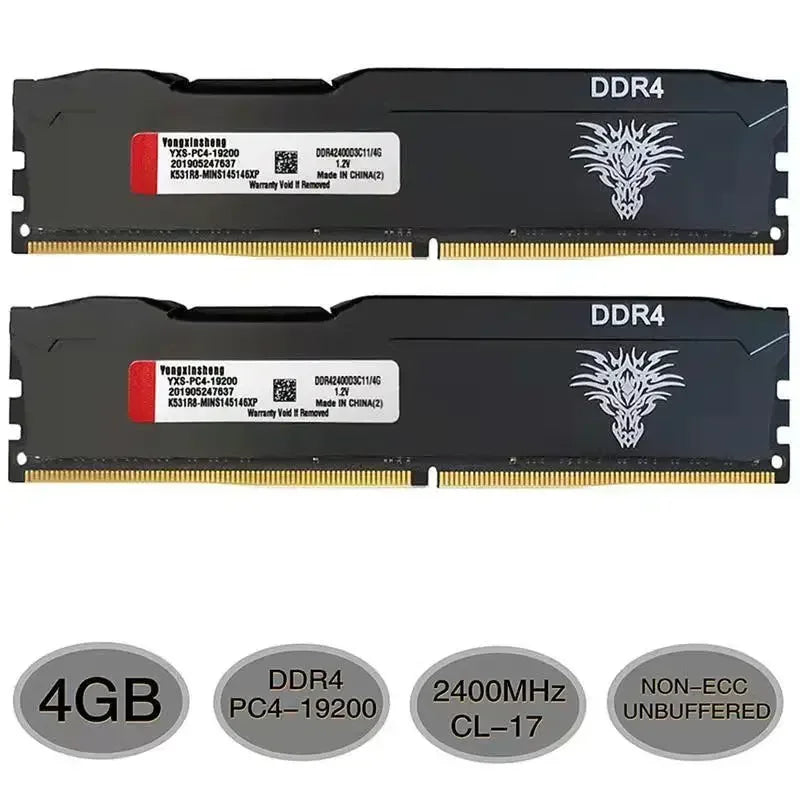 DDR3 DDR4 RAM 4GB 8GB 1333 1600 2133 2400 2666 3200 MHz 台式机内存非 ECC 无缓冲 DIMM 散热背心黑色