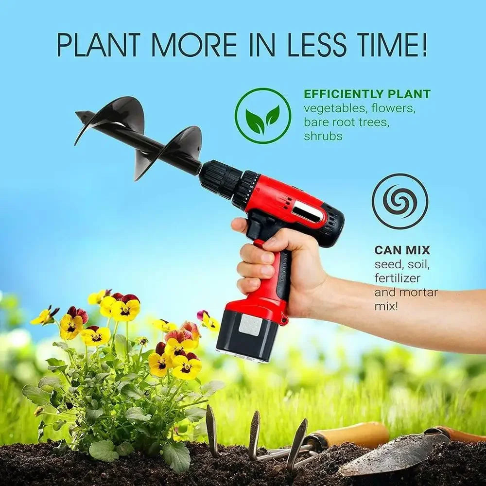 DIY Carbon Steel Planter Garden Auger Spiral Drill Bit Flower Planting Hole Digger Drill Bit Yard Gardening Bedding Planting