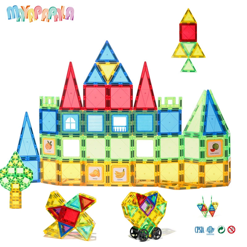 DIY modelo diseñador construcción juguetes de bloques de construcción magnéticos juego de bloques magnéticos azulejos Montessori juguetes educativos para niños regalos