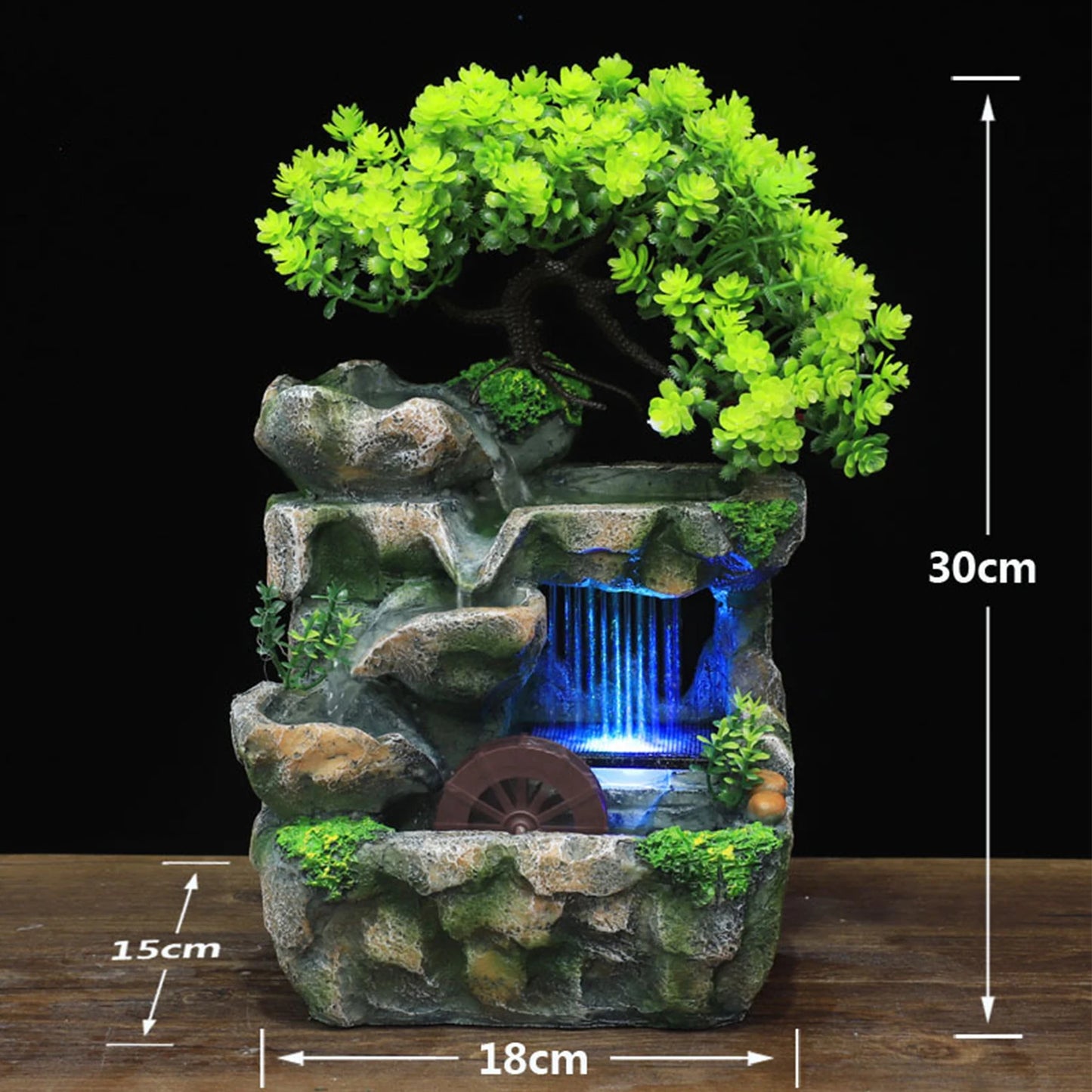 桌面小假山仿真树流水喷泉雨水景物适用于冥想瑜伽室创意装饰