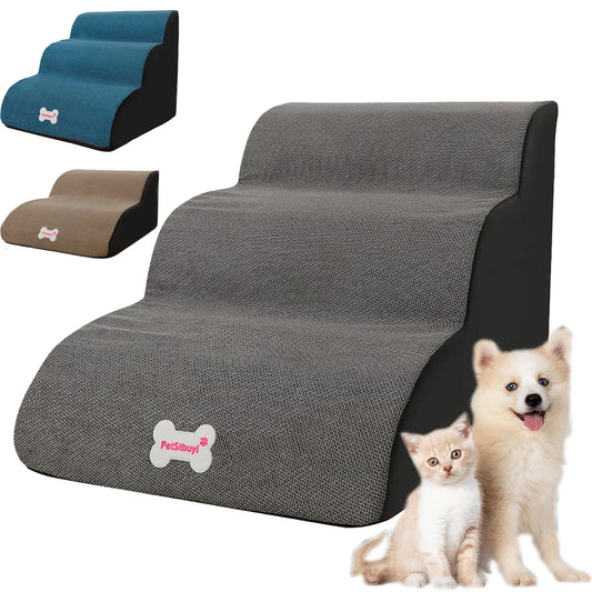 Escaleras desmontables para perros y gatos, cubierta lavable y con cremallera, rampa extraíble para mascotas, peldaños de espuma de alta densidad para perros, sofá cama de 2/3 pisos 