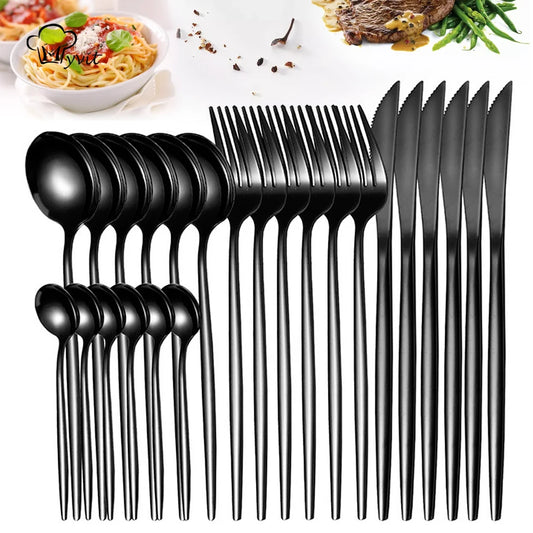 Vajilla, juego de cubiertos, 4-24 Uds., cubiertos de cocina, vajilla, juego de cubiertos para el hogar, restaurante, cuchillo para carne, tenedor, cuchara, cuchara de té 